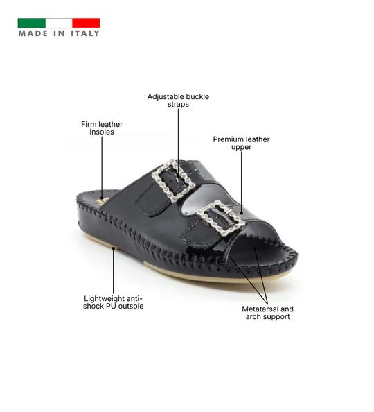 La Plume - Jen Rhinestone Leather Slide