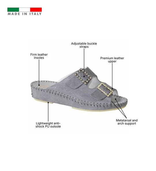 La Plume - Jen Rhinestone Leather Slide