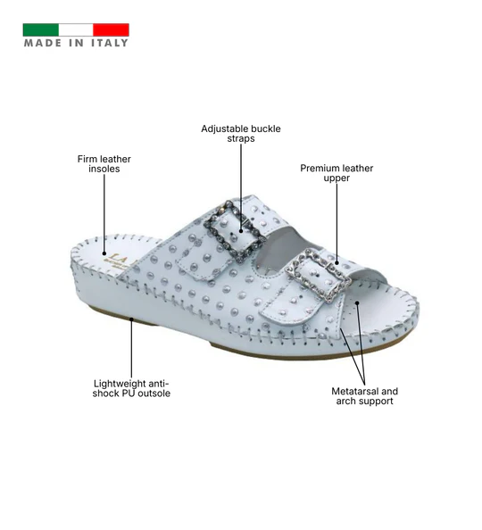 La Plume - Jen Rhinestone Leather Slide