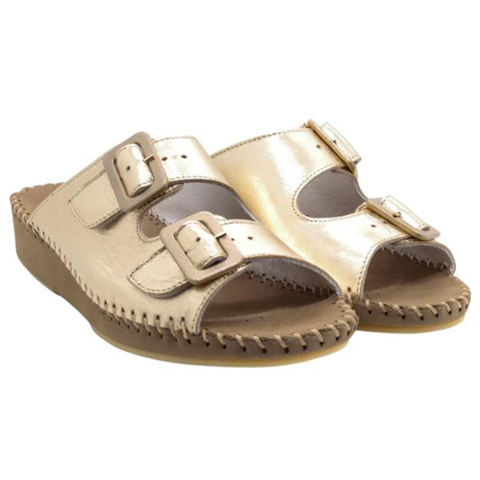 La Plume - Jen Metallic Leather Slide