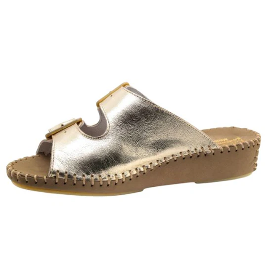La Plume - Jen Metallic Leather Slide