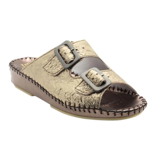 La Plume - Jen Metallic Leather Slide
