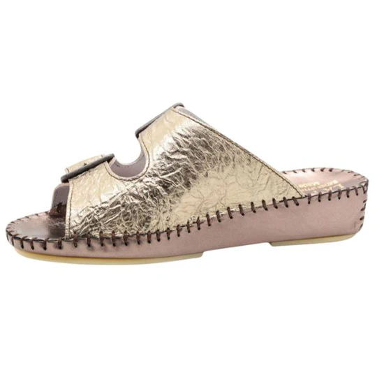 La Plume - Jen Metallic Leather Slide