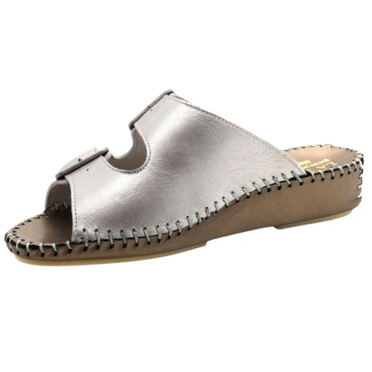 La Plume - Jen Metallic Leather Slide
