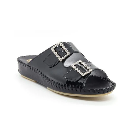 La Plume - Jen Rhinestone Leather Slide