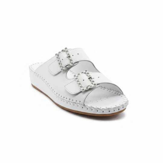 La Plume - Jen Rhinestone Leather Slide