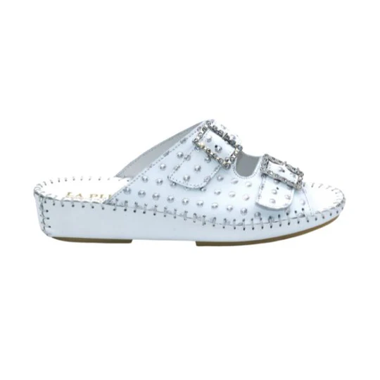 La Plume - Jen Rhinestone Leather Slide