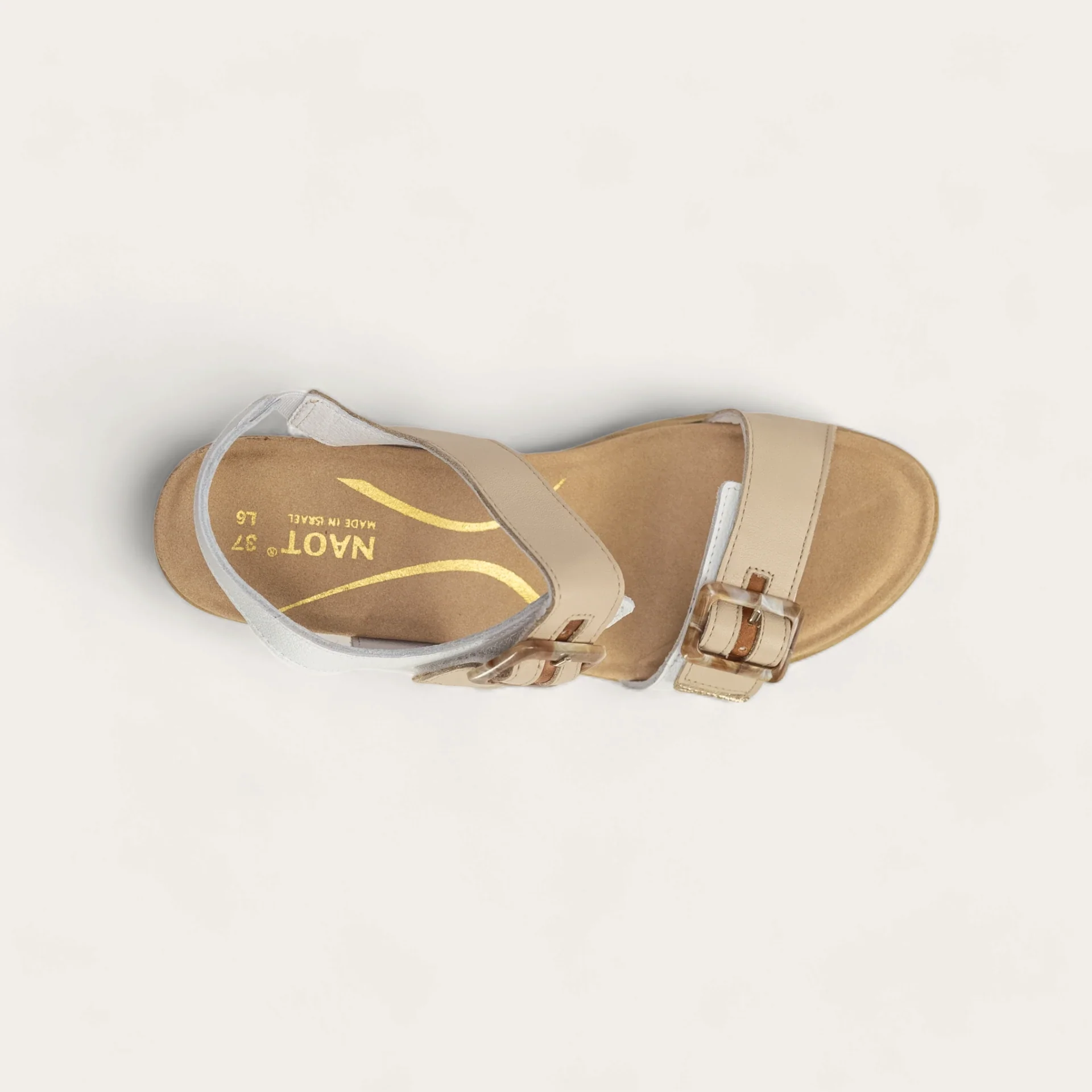 NAOT - MODE - SIZE 38 - WHITE LTHR/SOFT IVORY LTHR/LATTE BROWN LTHR/RADIANT GOLD LTHR
