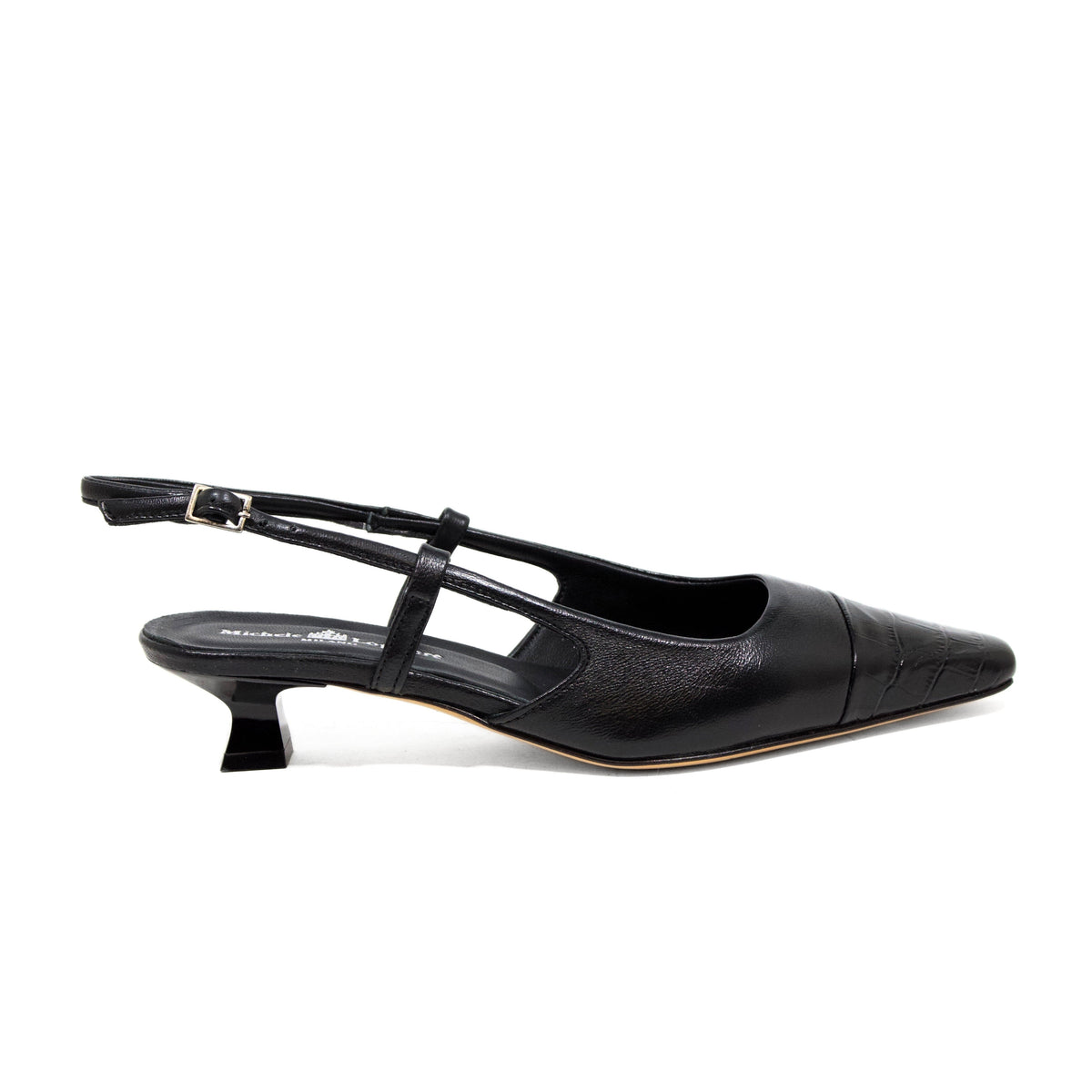 Michele Lopriore Nizza Croco Sling Back, Leather Croco Black, product view