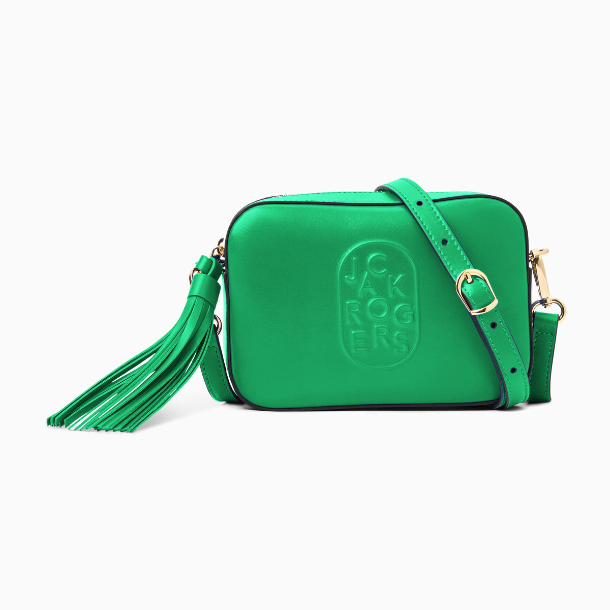 Perla Italian Leather Crossbody in Grass Green, product view 1
