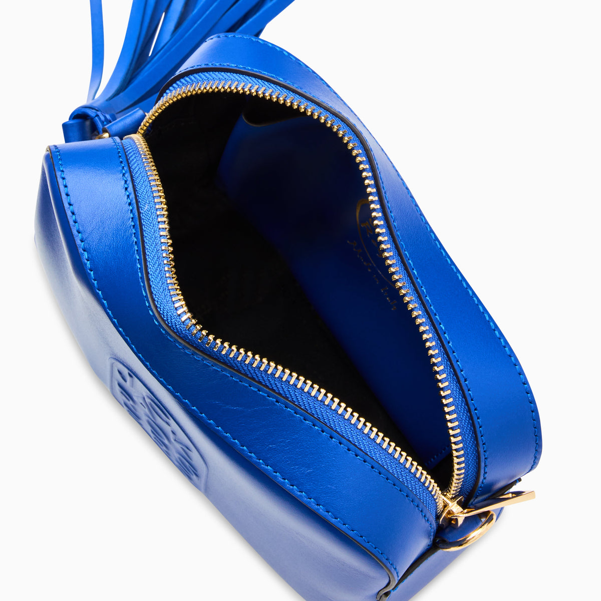Perla Italian Leather Crossbody in Cobalt Blue, product view 3
