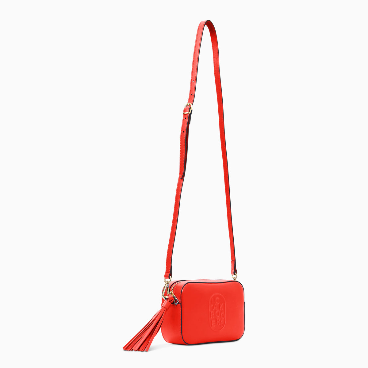 Perla Italian Leather Crossbody in Coral, product view 5