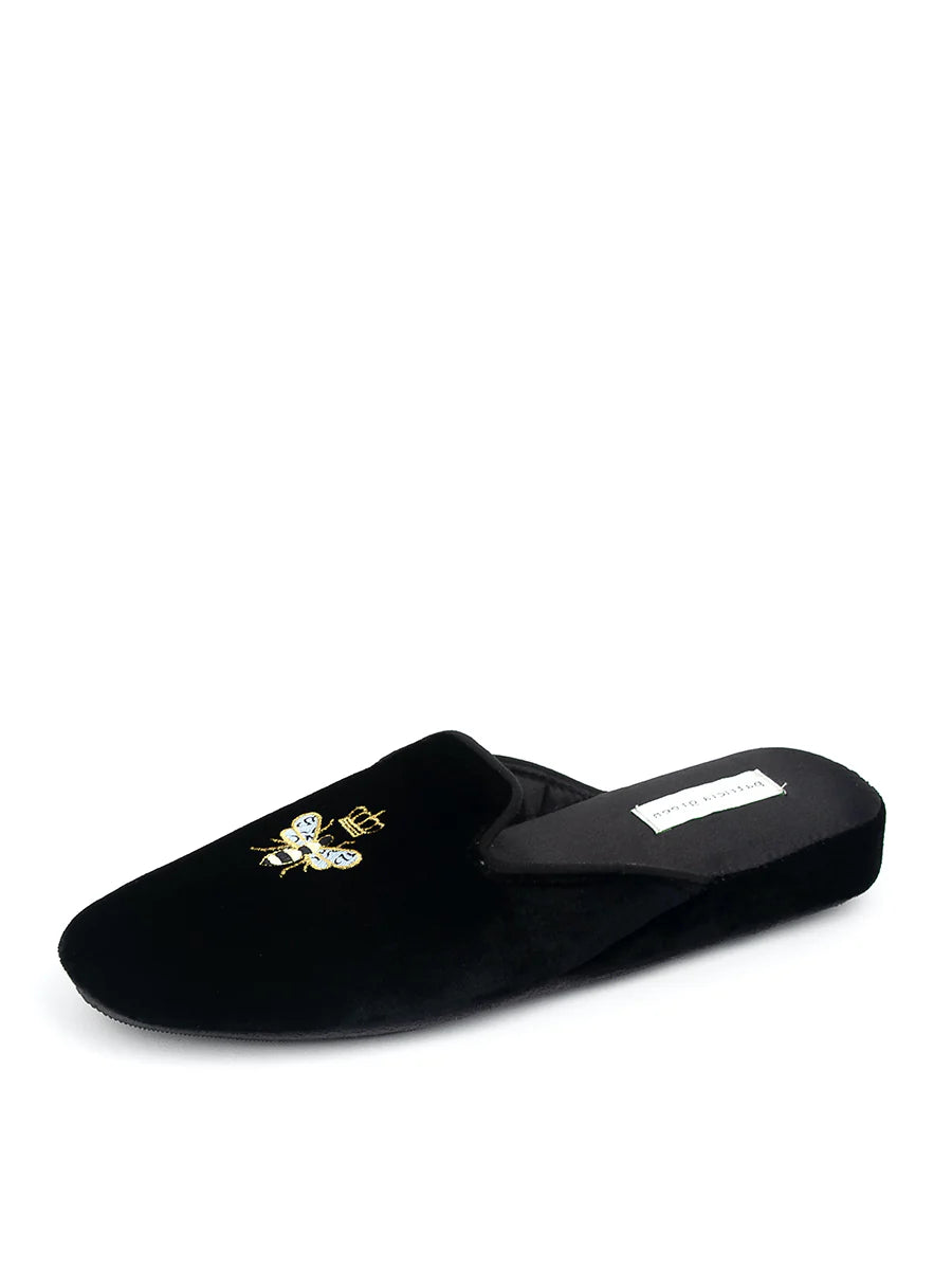 Patricia Green - Queen Bee Embroidered Velvet Slipper