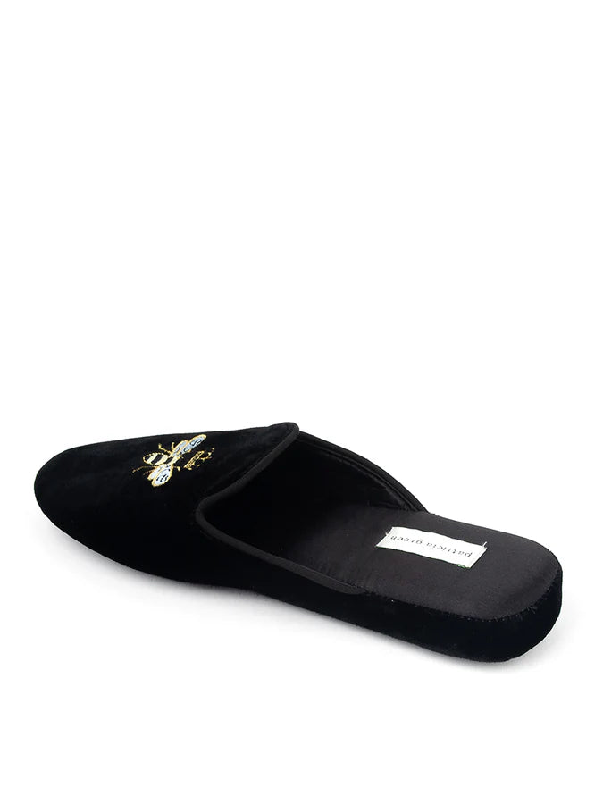Patricia Green - Queen Bee Embroidered Velvet Slipper