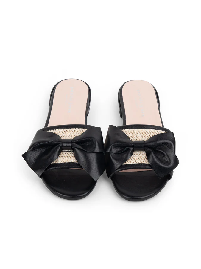 PATRICIA GREEN - ST. TROPEZ RAFFIA SLIDE SANDAL - SIZE 11 - BLACK