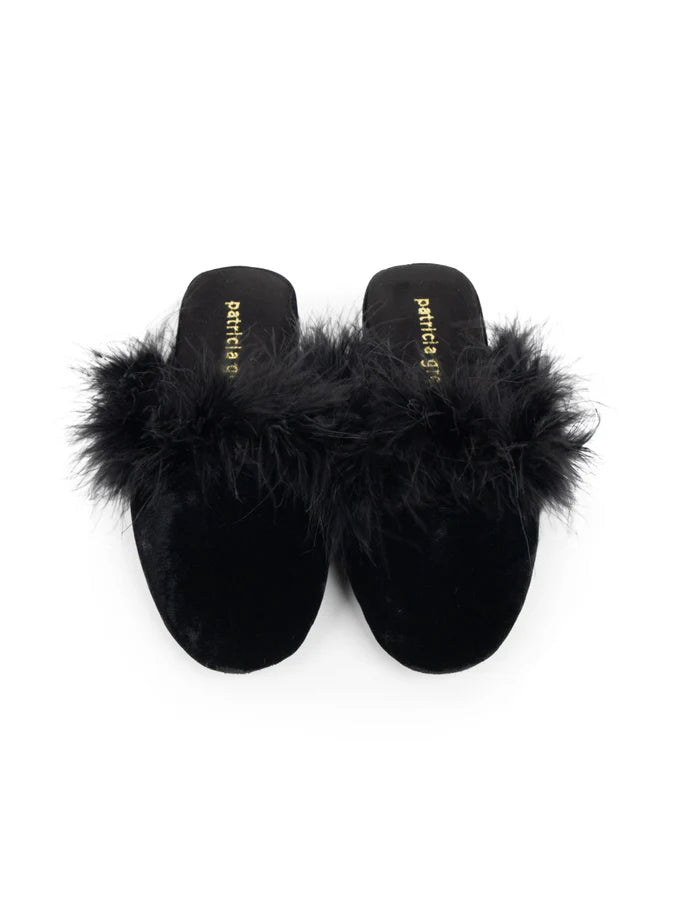 Patricia Green - Party Velvet Feather Slippers