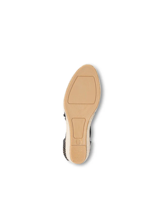 PATRICIA GREEN - ELLE CAP TOE LACE UP ESPADRILLE - SIZE 6 - BLACK/NATURAL