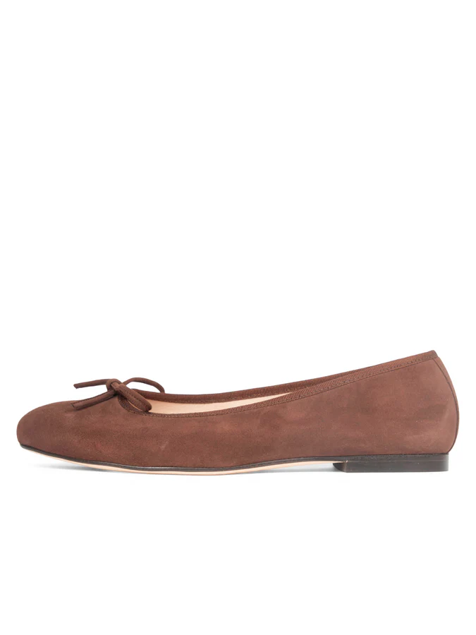 PATRICIA GREEN - SKIM BALLERINA FLAT - SIZE 7 - CHOCOLATE SUEDE