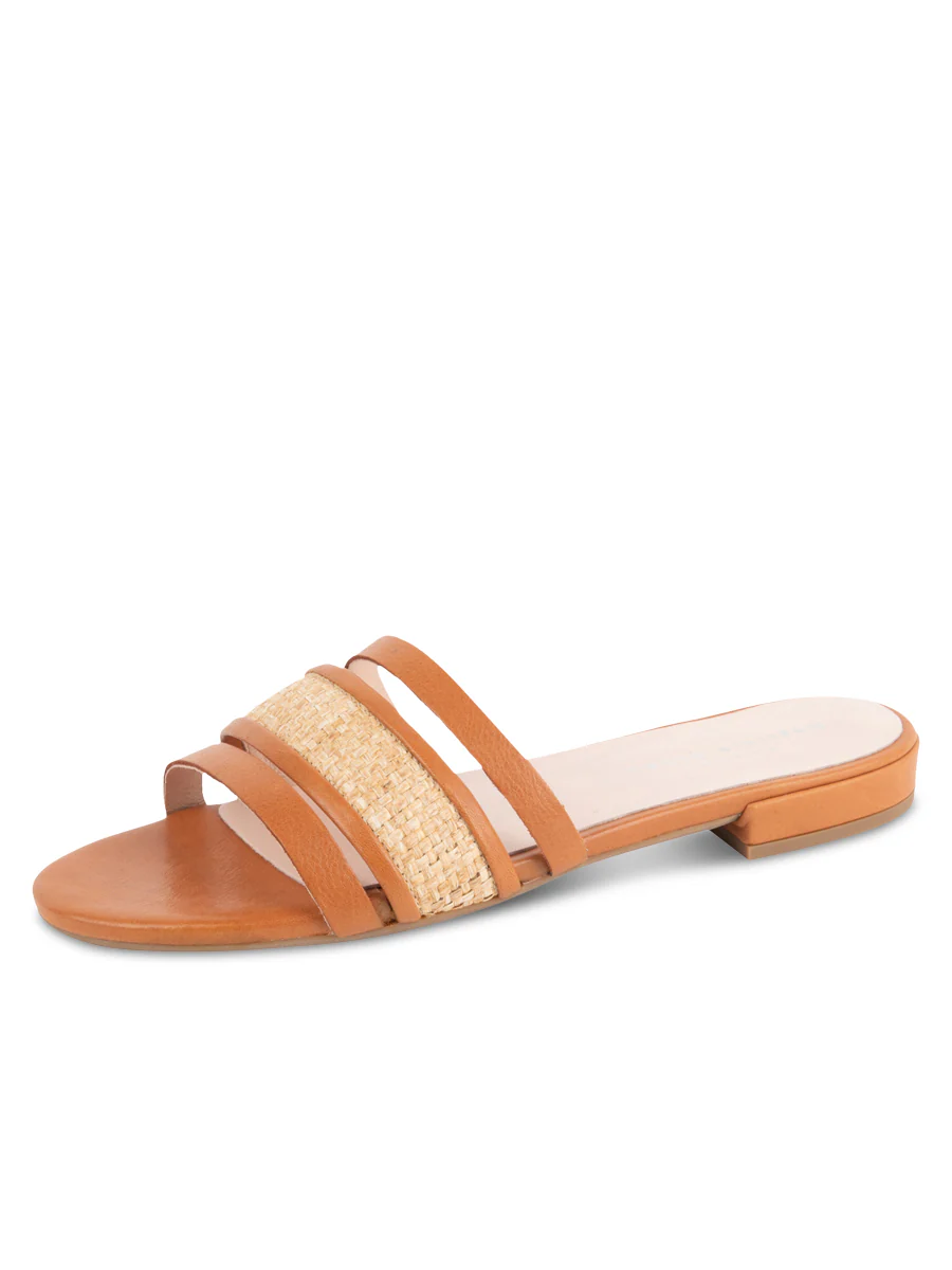 Patricia Green - Amalfi Raffia and Leather Flat Sandal