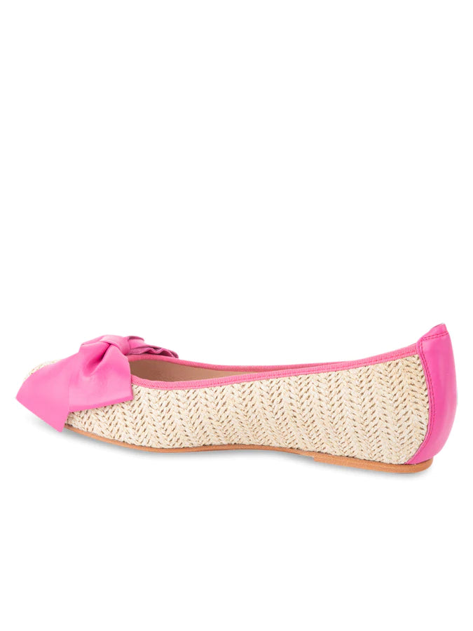 PATRICIA GREEN - ST. TROPEZ RAFFIA BALLET FLAT - SIZE 10 - FUCHSIA