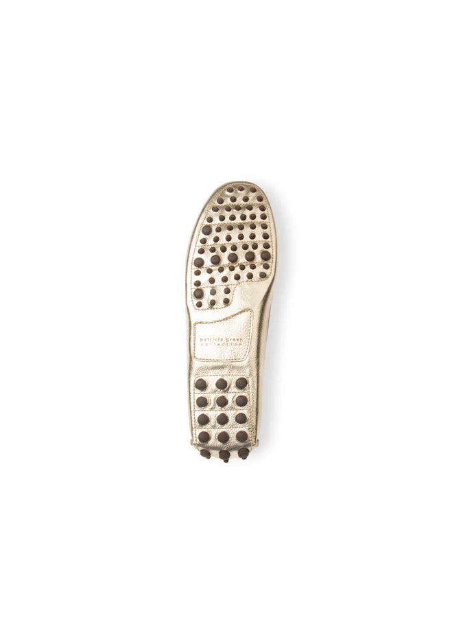 PATRICIA GREEN - JORDAN TASSEL DRIVER - SIZE 7 - GOLD LEATHER