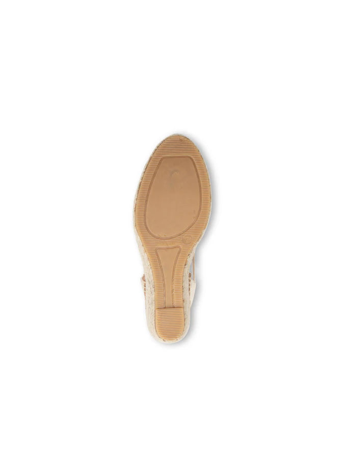 PATRICIA GREEN - GRACIE PEEP TOE ELASTIC ESPADRILLE - SIZE 7 - GOLD LEATHER