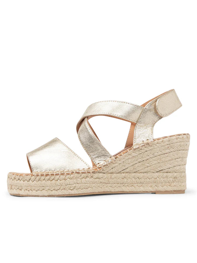 PATRICIA GREEN - PENNY CRISS-CROSS ESPADRILLE - SIZE 10 - GOLD LEATHER