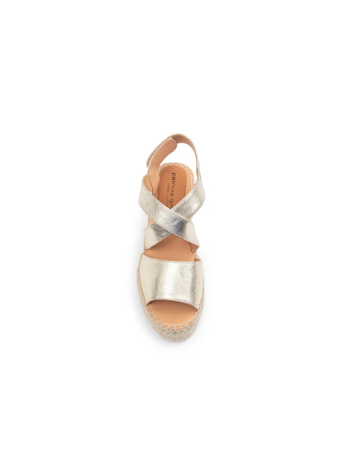 PATRICIA GREEN - PENNY CRISS-CROSS ESPADRILLE - SIZE 10 - GOLD LEATHER