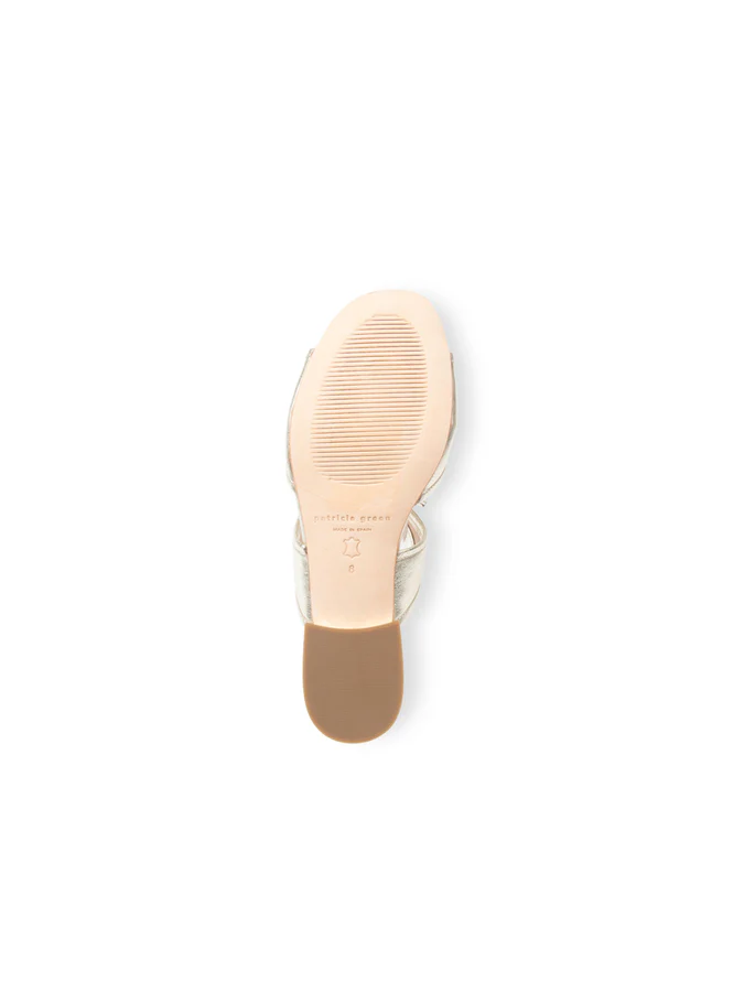 PATRICIA GREEN - BETTYE BOW FLAT SANDAL - SIZE 7 - GOLD LEATHER