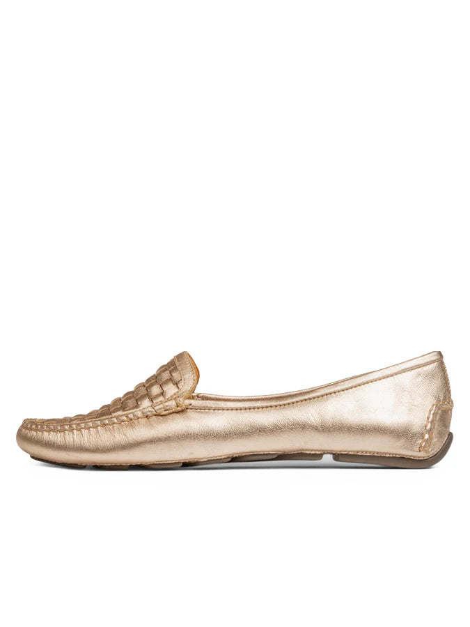 PATRICIA GREEN - KELLY WOVEN DRIVING MOCCASIN - SIZE 9 - GOLD