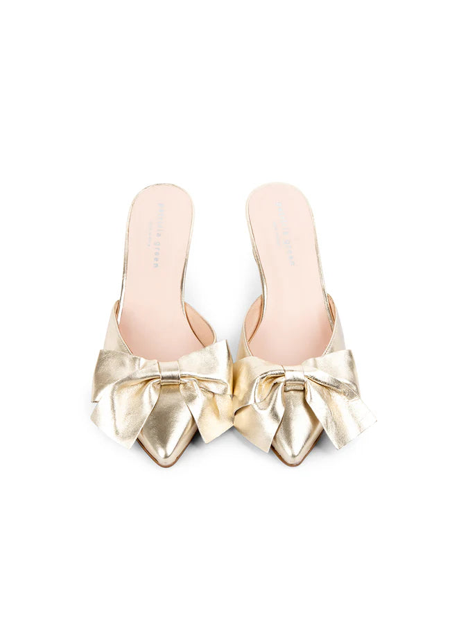 PATRICIA GREEN - MALIBU KITTEN HEEL MULE - SIZE 6 - GOLD