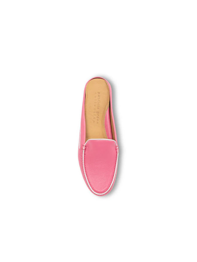 PATRICIA GREEN - JILL PIPED MULE - SIZE 6 - HOT PINK/WHITE LEATHER