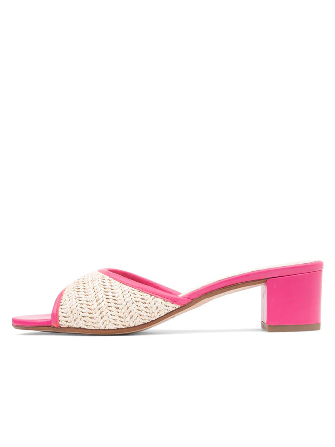 PATRICIA GREEN - SIENNA RAFFIA BLOCK HEEL - SIZE 10 - HOT PINK