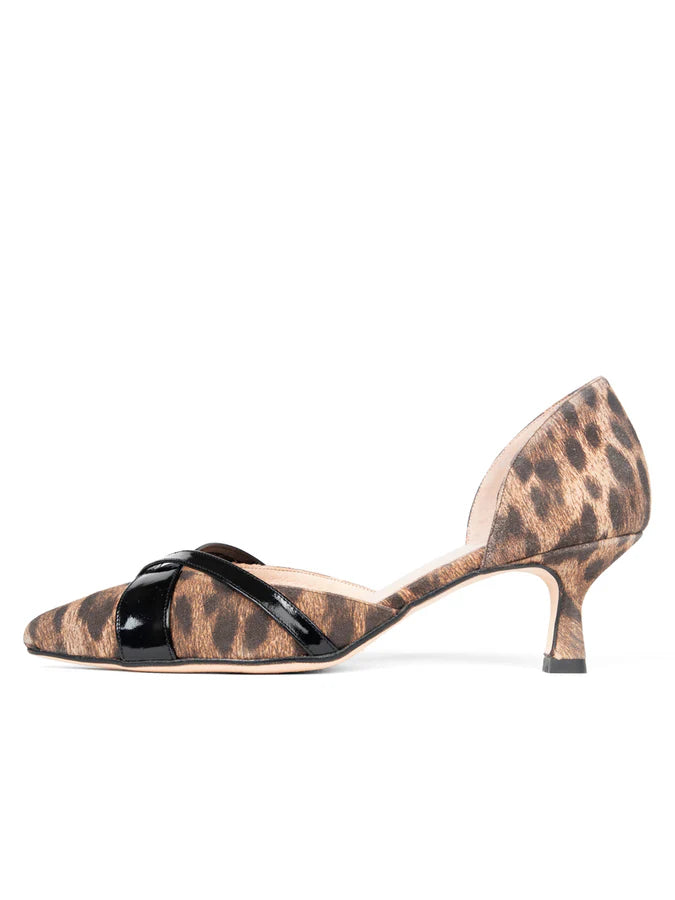 PATRICIA GREEN - MILAN D’ORSAY KITTEN HEEL - SIZE 7 - LEOPARD/BLACK