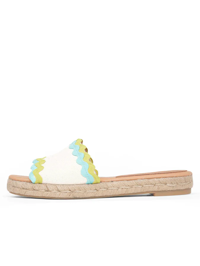 PATRICIA GREEN - AVA RIC RAC SLIDE - SIZE 8 - LIME/AQUA