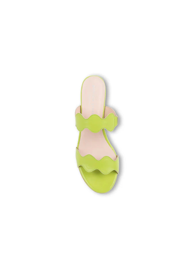 PATRICIA GREEN - PALM BEACH BLOCK HEEL SCALLOPED SANDAL - SIZE 7 - LIME GREEN