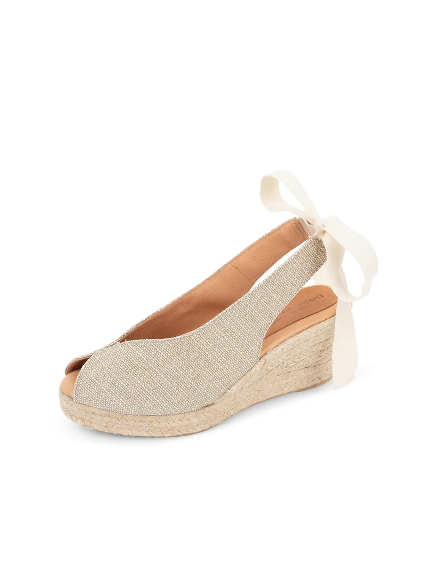 PATRICIA GREEN - DOLCE SLINGBACK ESPADRILLE - SIZE 6 - NATURAL LUREX