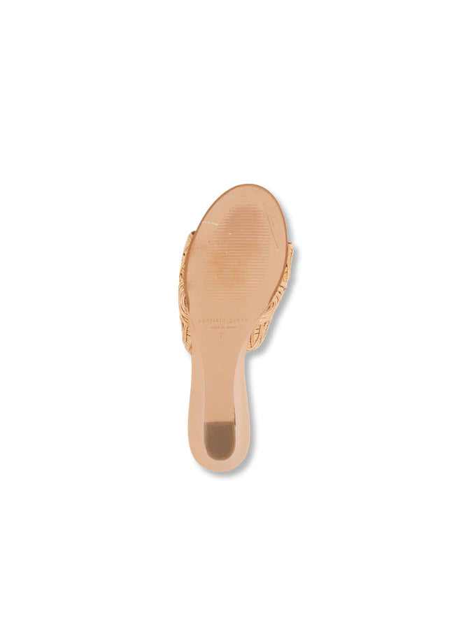 PATRICIA GREEN - SIESTA SWIRLED RAFFIA WEDGE - SIZE 7 - NATURAL