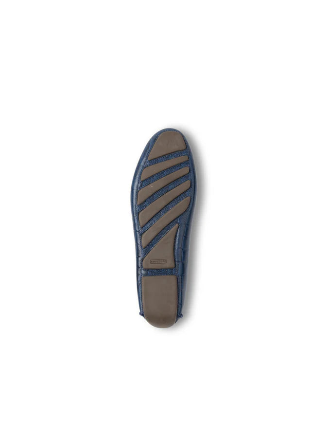 PATRICIA GREEN - JILLIAN DRIVING MOCCASIN IN CROCODILE - SIZE 6 - NAVY CROCODILE