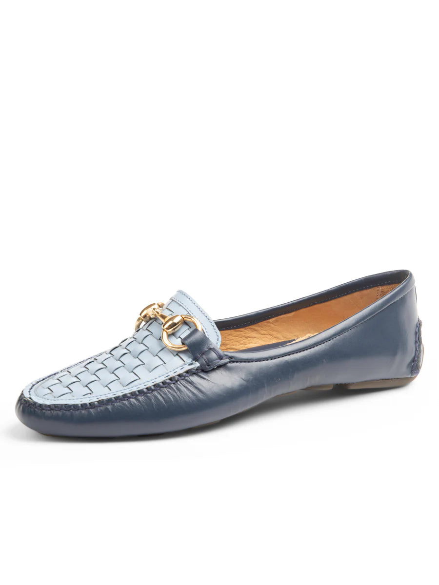 PATRICIA GREEN - KIM HORSEBIT WOVEN DRIVER - SIZE 8 - NAVY/SKY BLUE