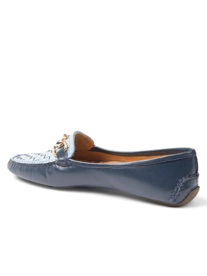 PATRICIA GREEN - KIM HORSEBIT WOVEN DRIVER - SIZE 8 - NAVY/SKY BLUE