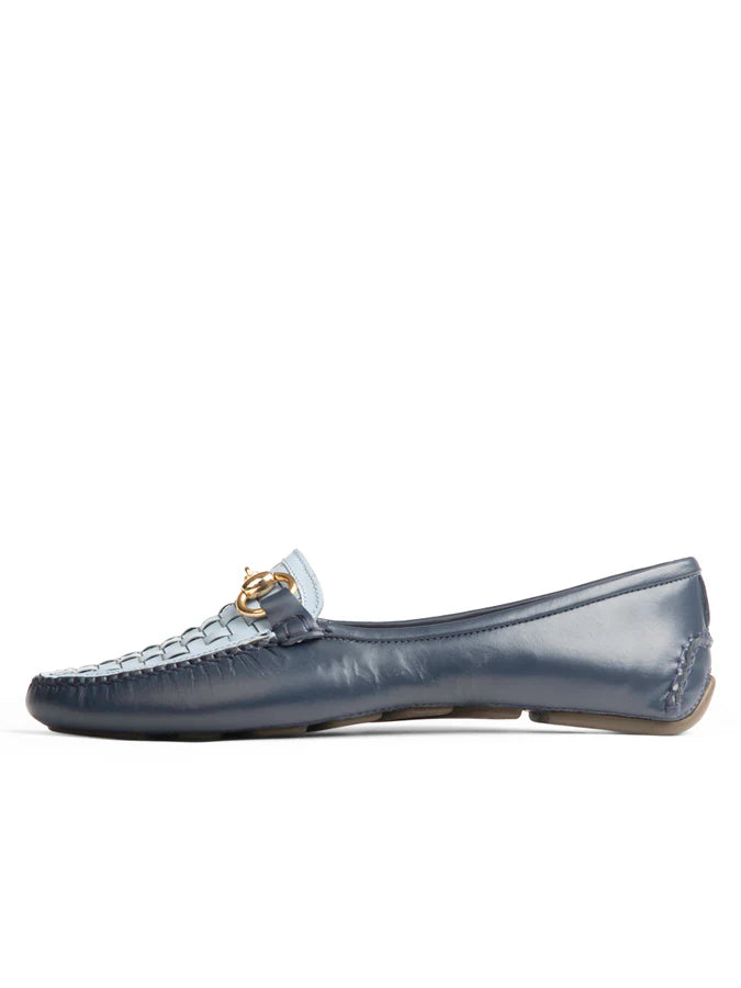 PATRICIA GREEN - KIM HORSEBIT WOVEN DRIVER - SIZE 8 - NAVY/SKY BLUE