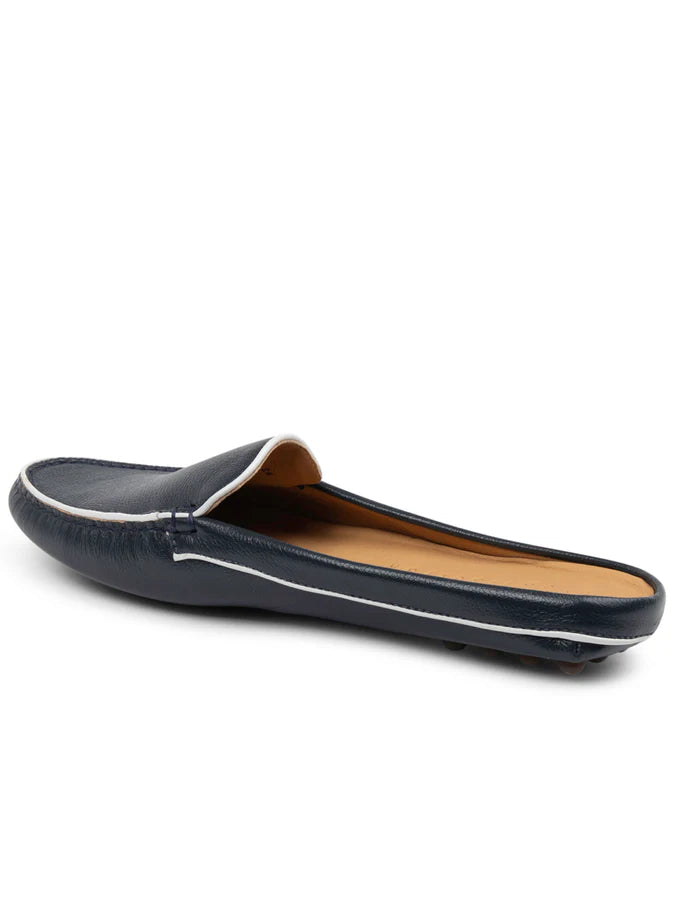 PATRICIA GREEN - JILL PIPED MULE - SIZE 9 - NAVY/WHITE LEATHER