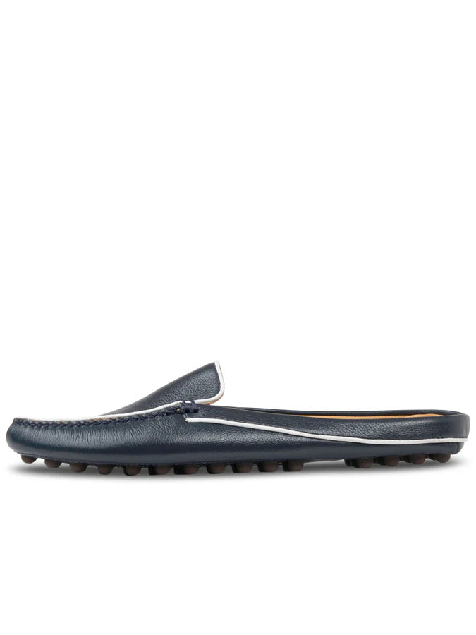 PATRICIA GREEN - JILL PIPED MULE - SIZE 9 - NAVY/WHITE LEATHER