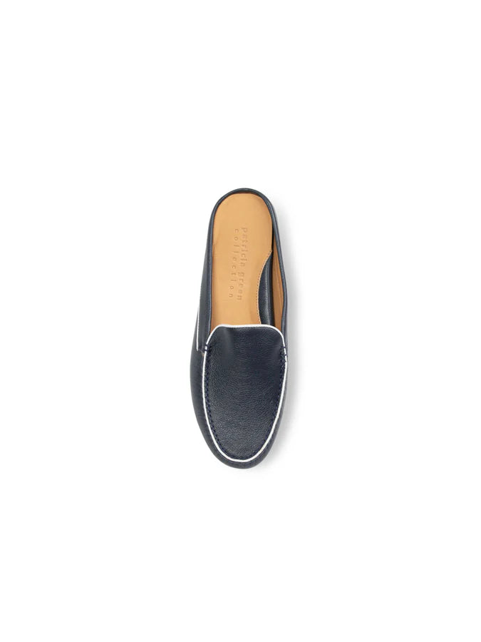 PATRICIA GREEN - JILL PIPED MULE - SIZE 9 - NAVY/WHITE LEATHER