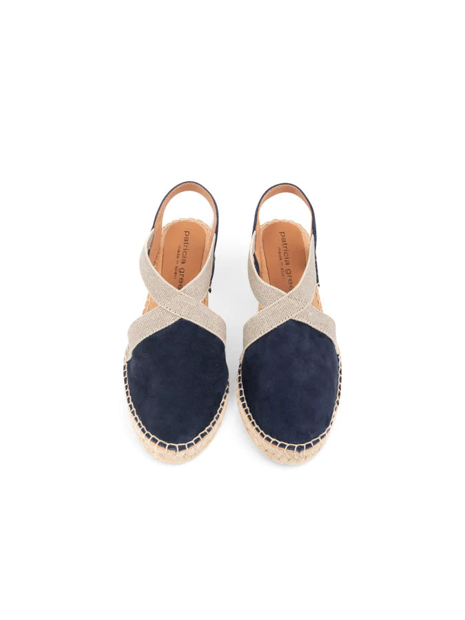 PATRICIA GREEN - GRACE CLOSED TOE ELASTIC ESPADRILLE - SIZE 10 - NAVY