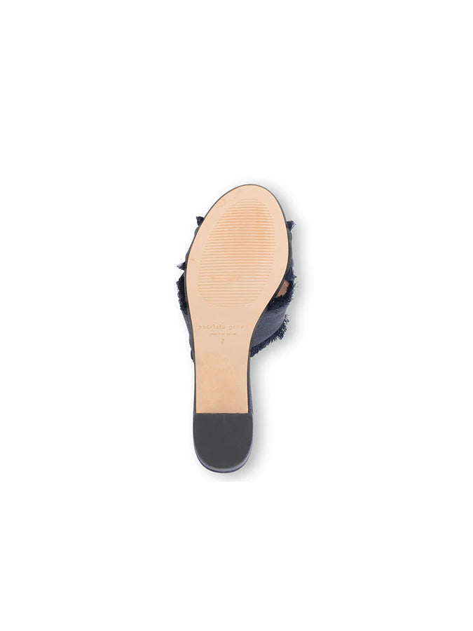 PATRICIA GREEN - KATE FRINGE SLIDE - SIZE 7 - NAVY