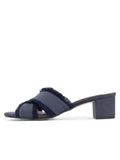 PATRICIA GREEN - KATE FRINGE SLIDE - SIZE 7 - NAVY