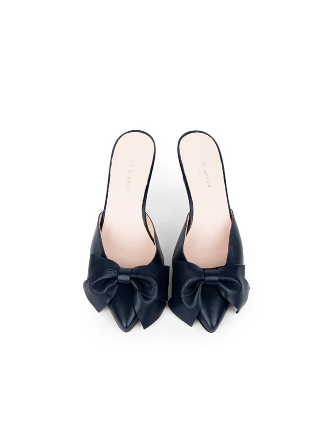 PATRICIA GREEN - MALIBU KITTEN HEEL MULE - SIZE 9 - NAVY
