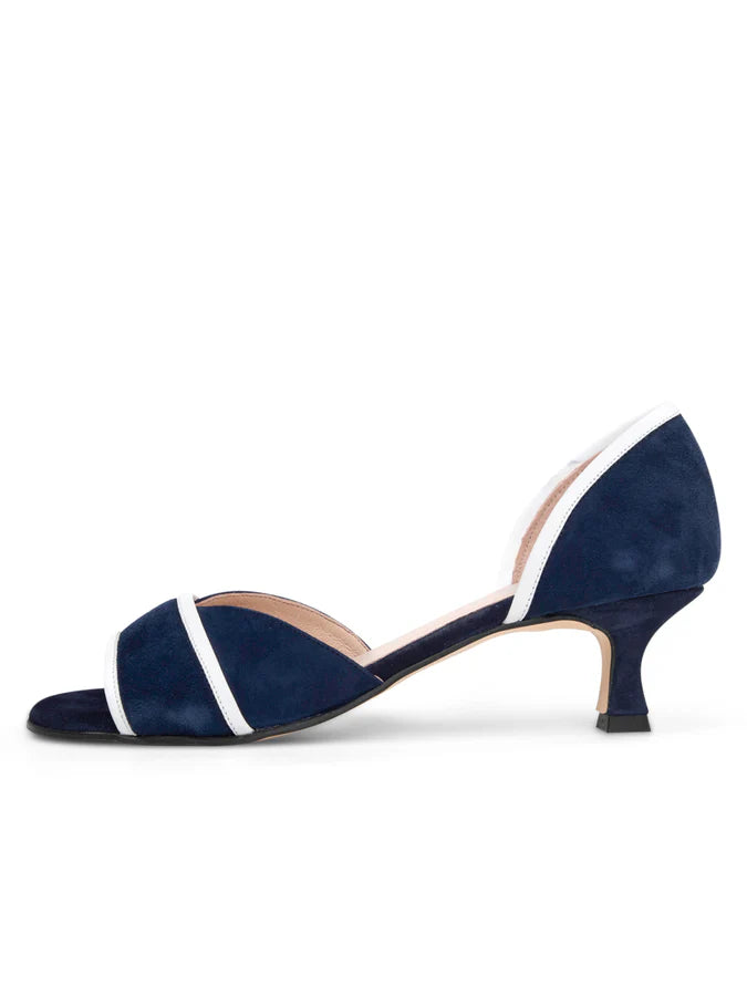 PATRICIA GREEN - PARKER D’ORSAY KITTEN HEEL SANDAL - SIZE 9 - NAVY